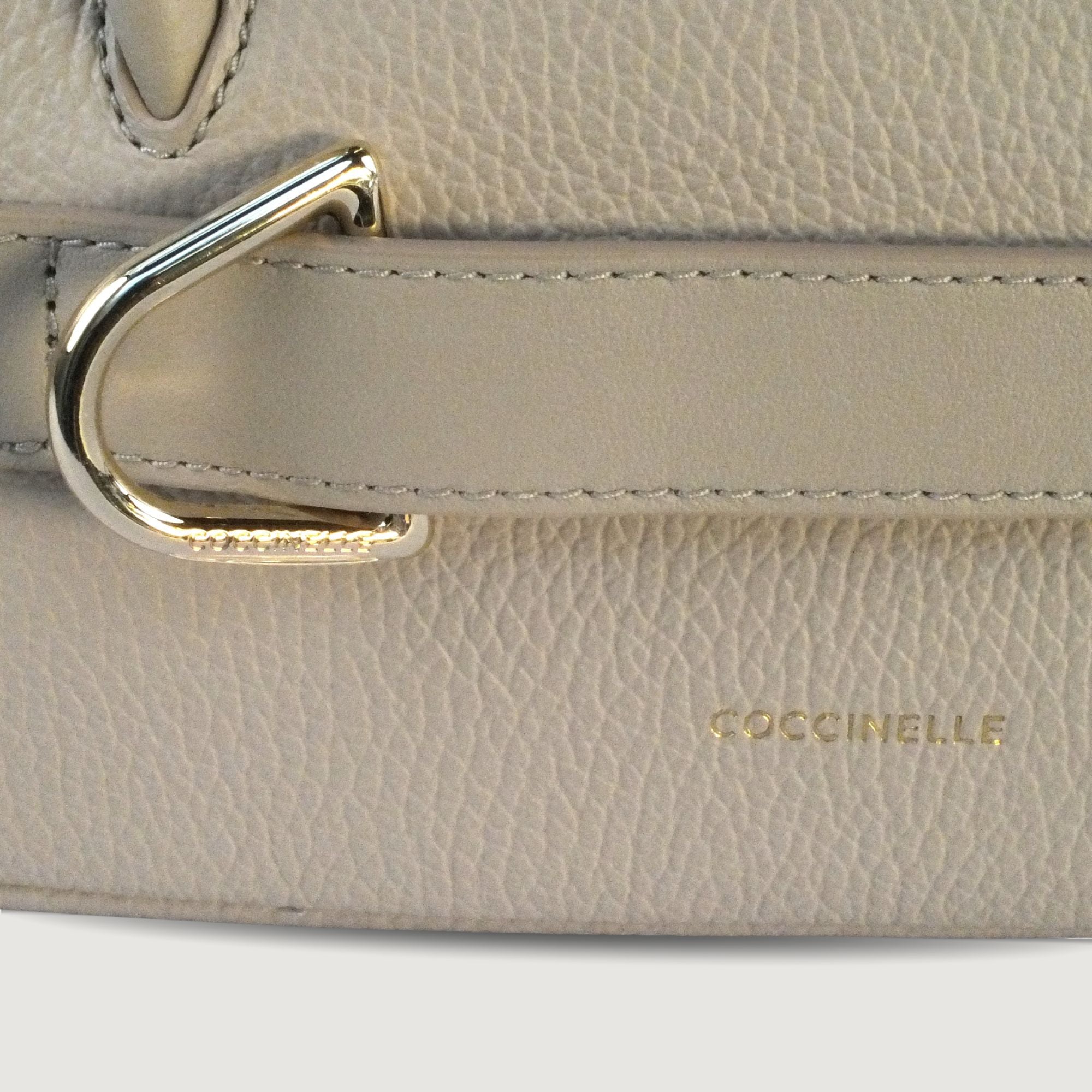 Coccinelle Lepaki Beige Grained Leather Shoulder Bag