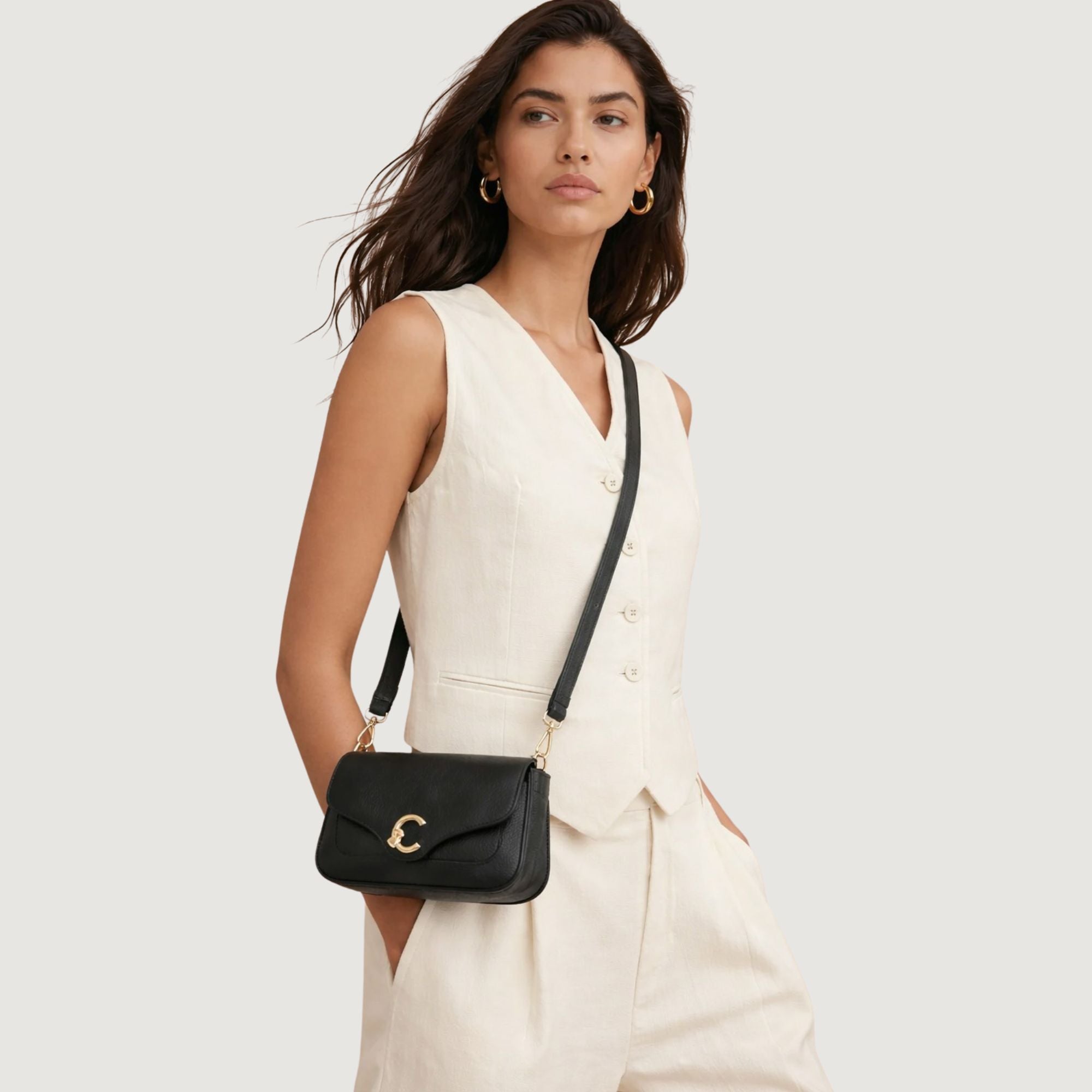 Coccinelle Black Leather Crossbody Bag