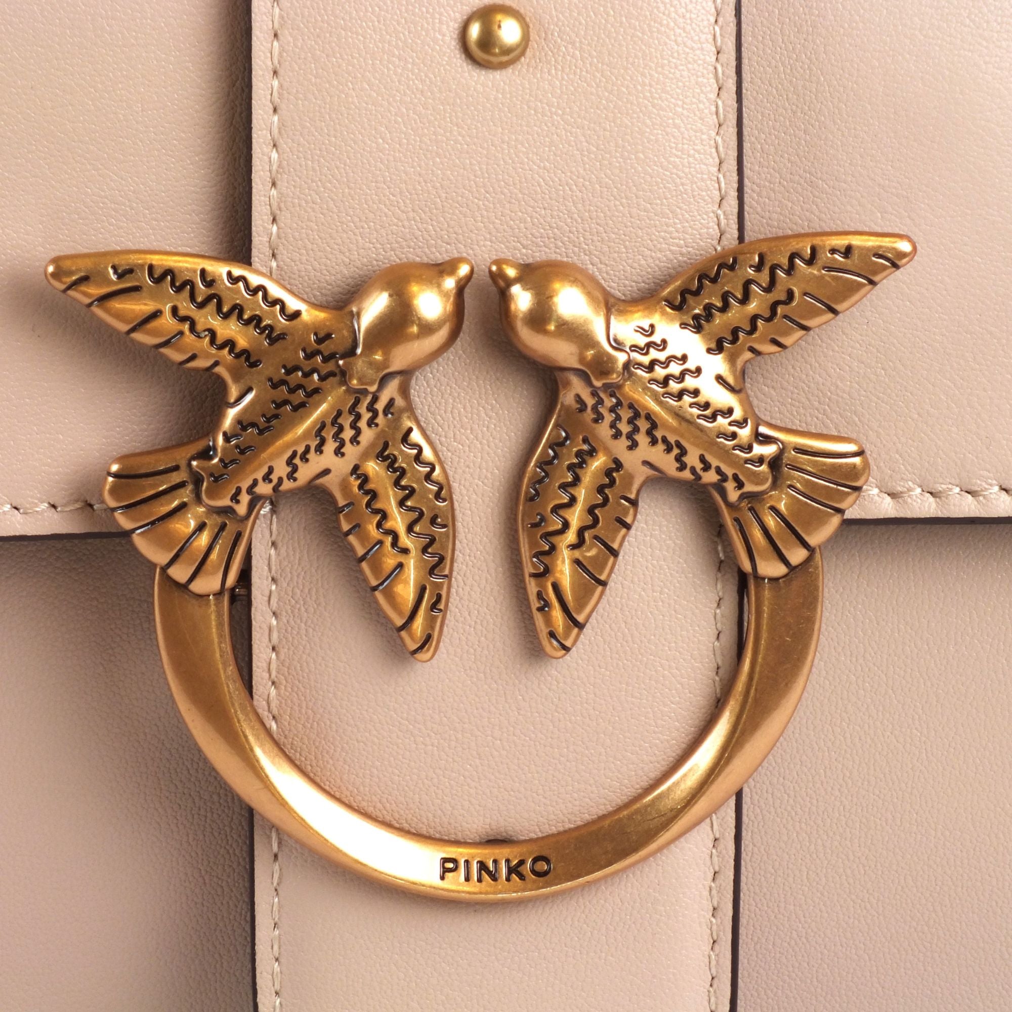 Pinko beige leather crossbody bag for women