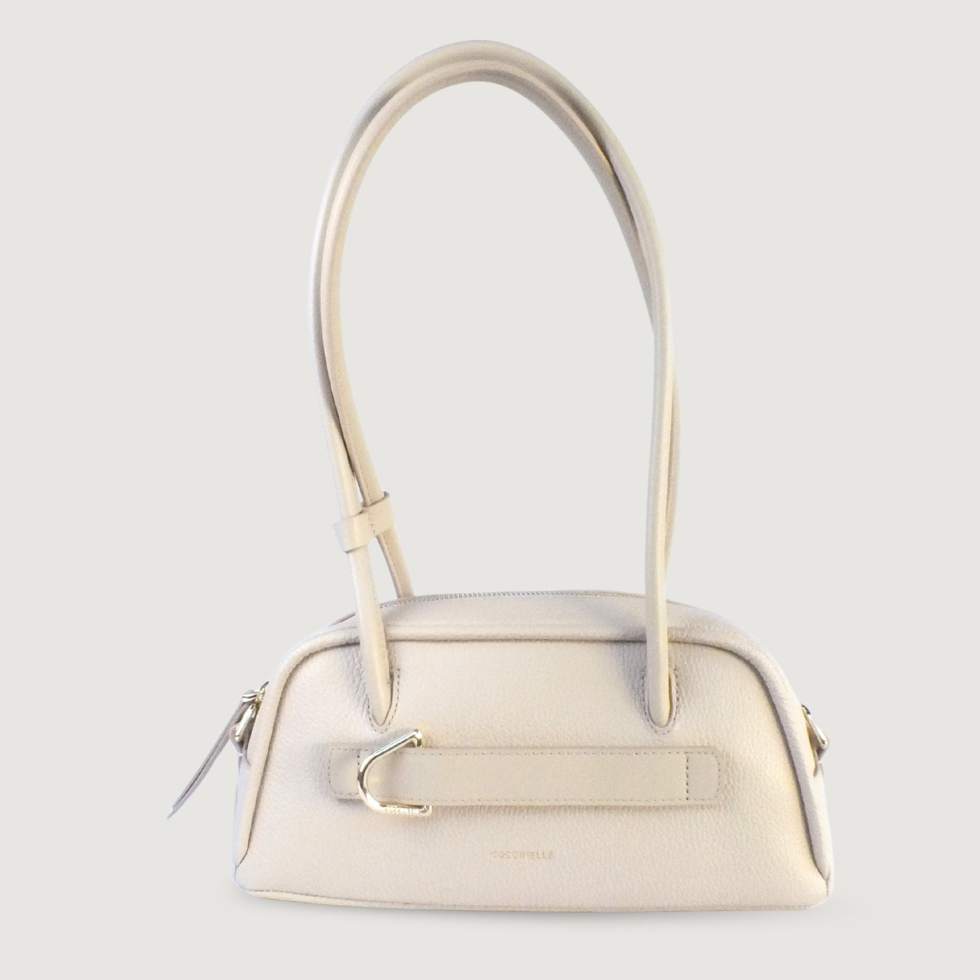Coccinelle Lepaki Beige Grained Leather Shoulder Bag