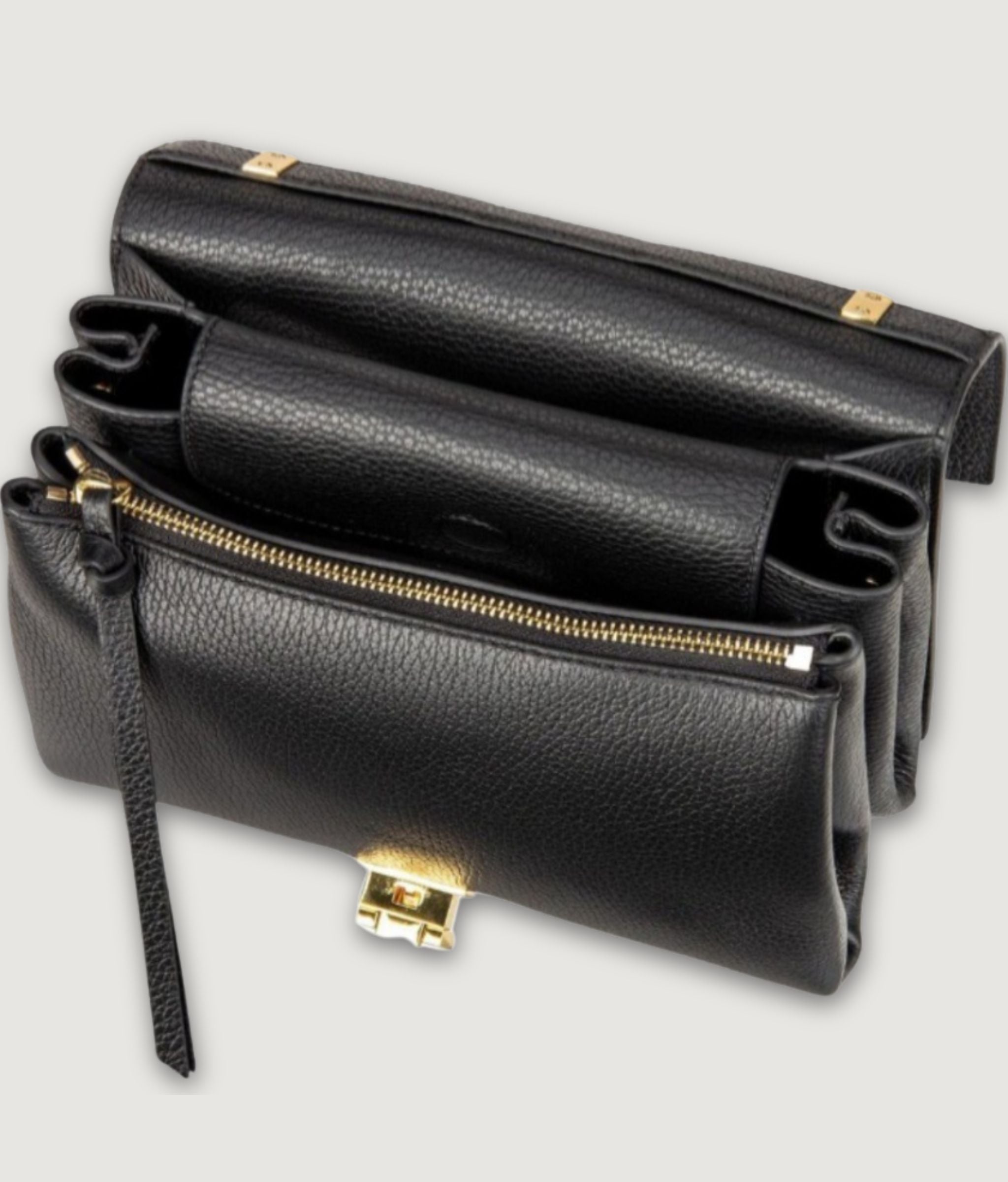 Coccinelle Arlettis Black Leather Crossbody Bag|შავი ტყავის მხარზე გადასაკიდი ჩანთა
