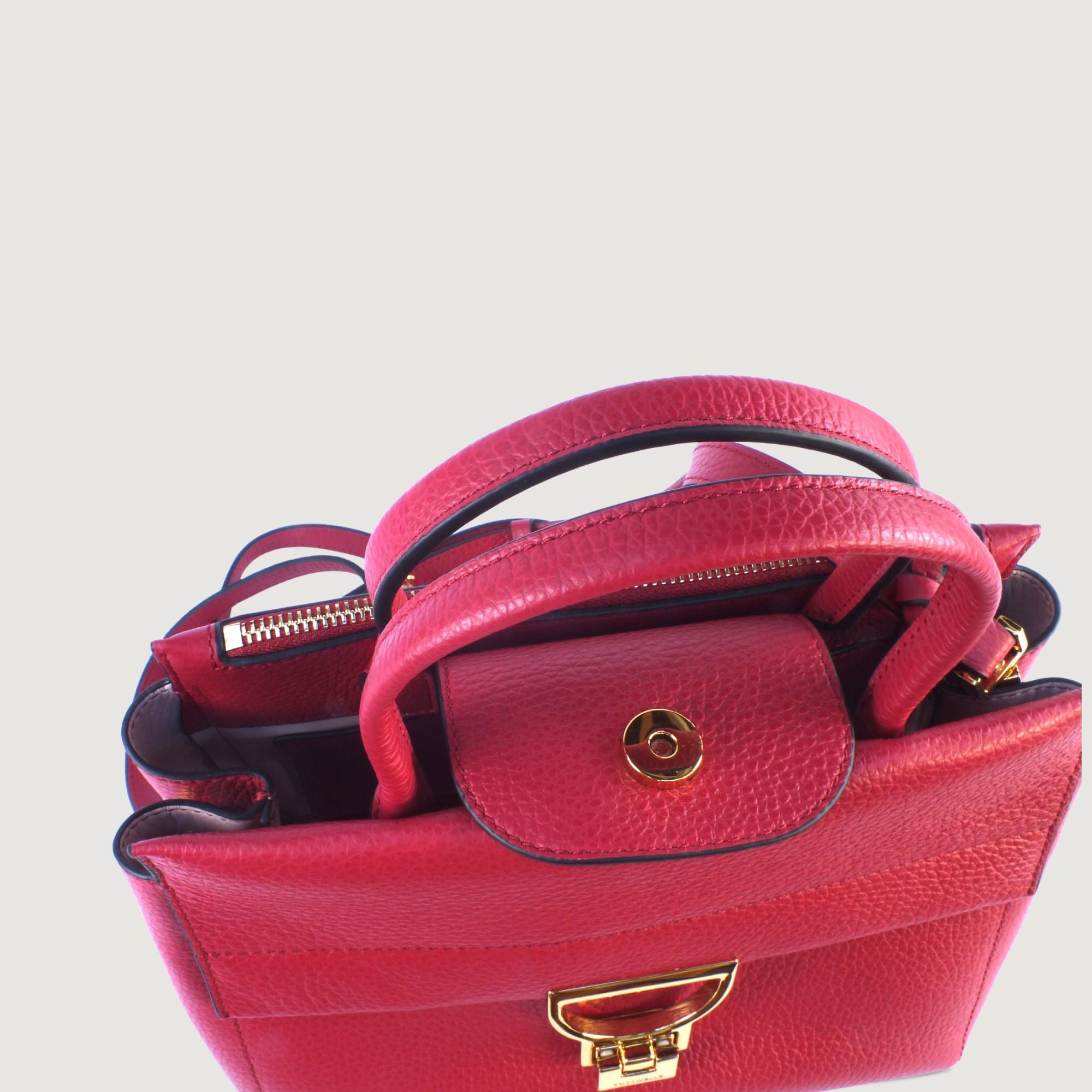 Coccinelle Arlettis Leather Handbag Red – Italian Designer Bag