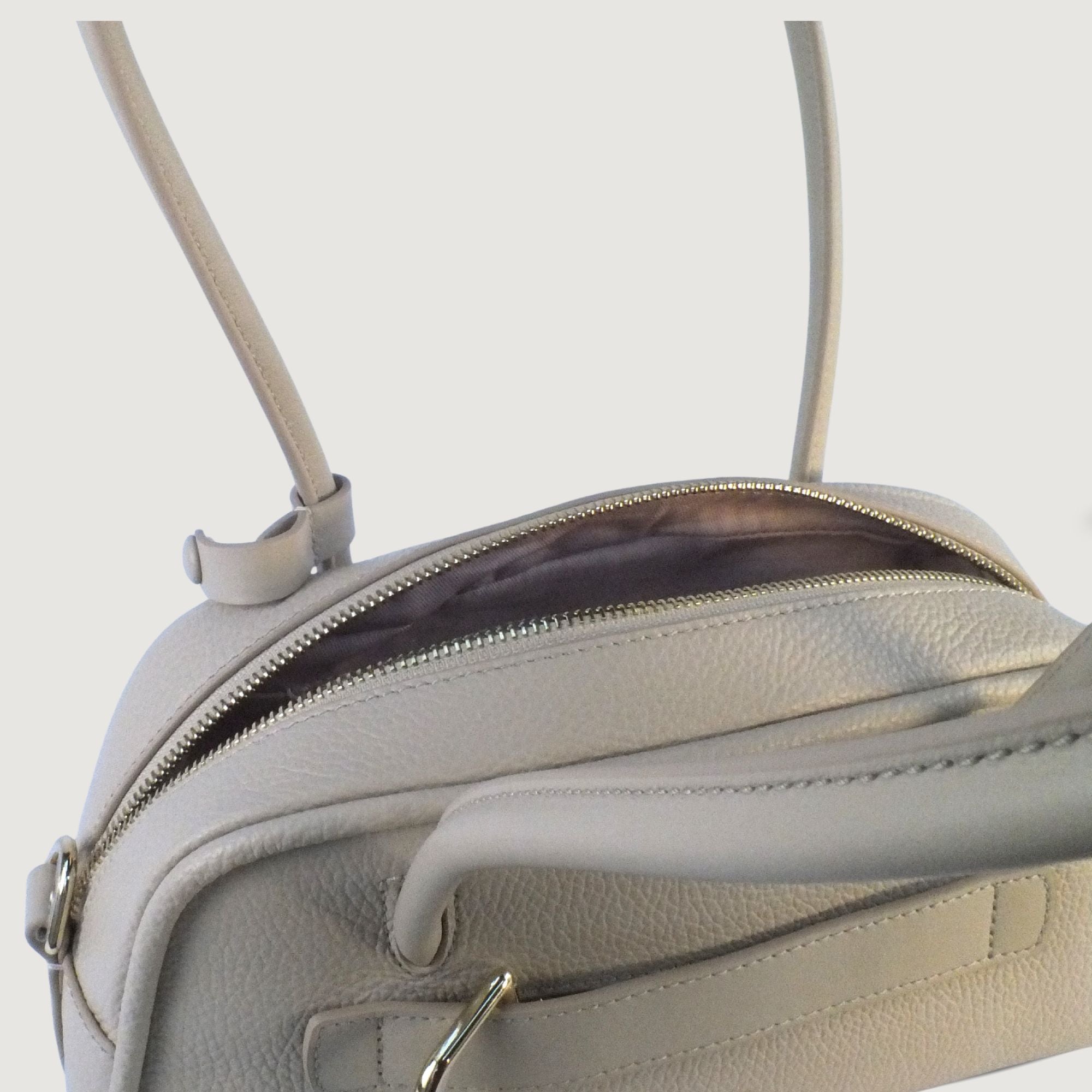 Coccinelle Lepaki Beige Grained Leather Shoulder Bag