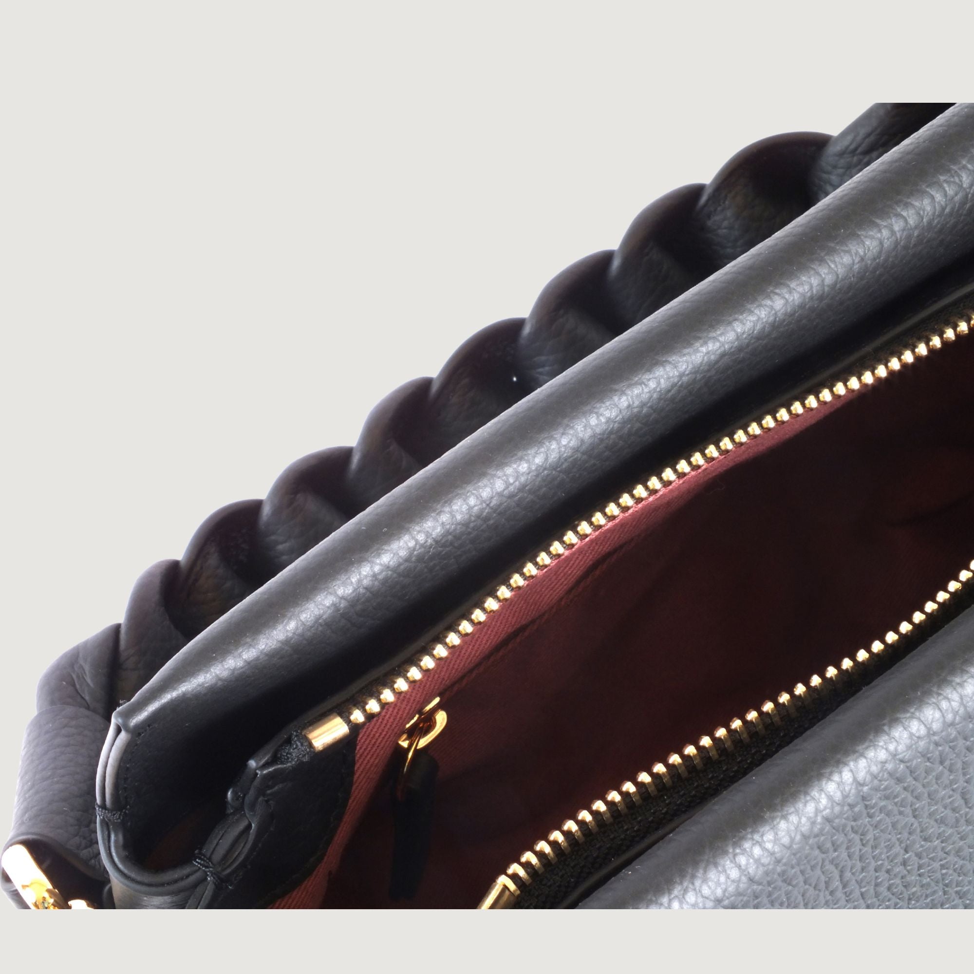 Coccinelle Braided Handle Leather Crossbody Bag – Black