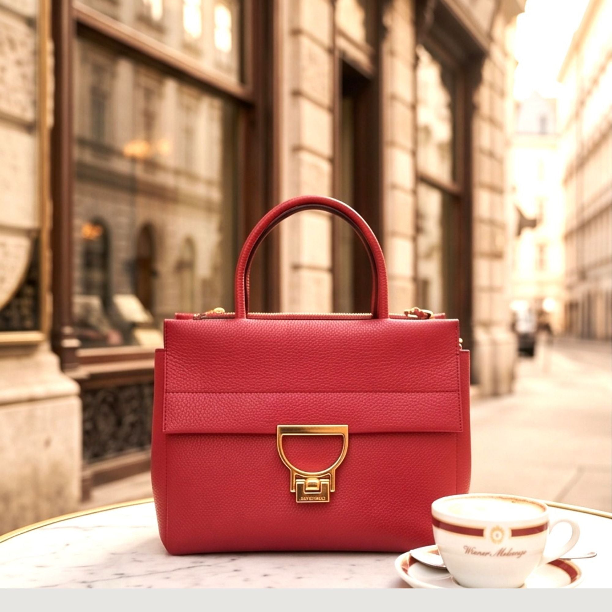 Coccinelle Arlettis Leather Handbag Red – Italian Designer Bag